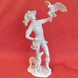 KAISER PORCELAIN FIGURINE W.GERMANY SIGNED BOCHMANN HUNTER DOG HAWK